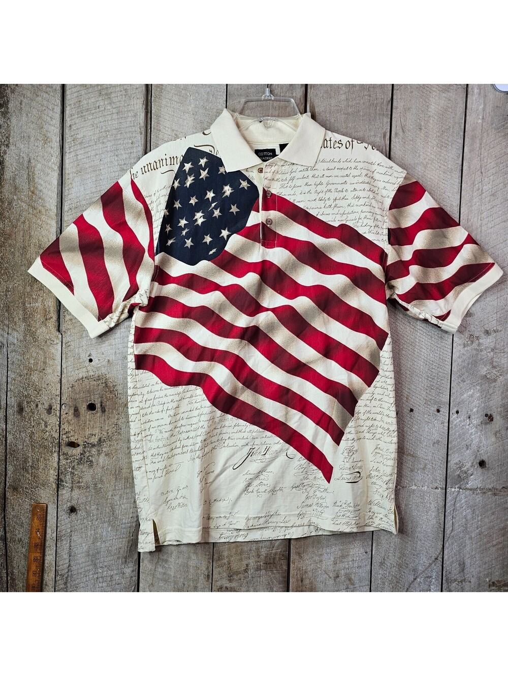 Cotton Traders Sport American Flag Polo Shirt Mens Medium Patriotic USA